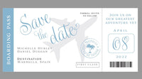 Save the date boarding pass